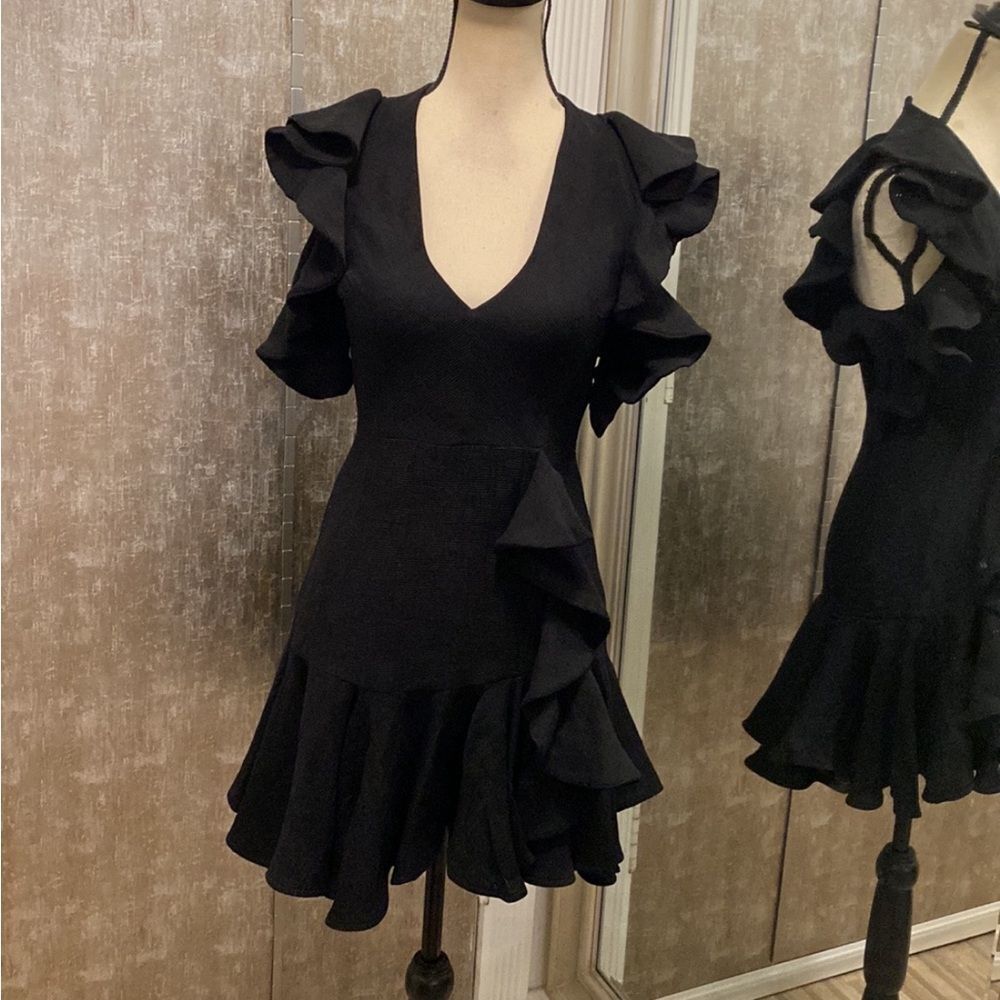 Sandro Elegant Black Mini Dress, US4 - Picture 3 of 13